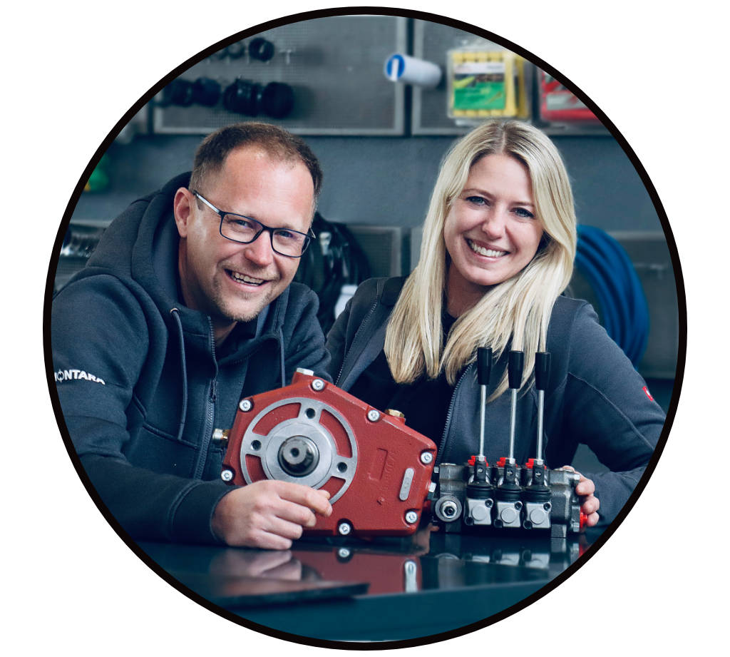 Technische Beratung für Hydraulikkomponenten: Getriebe und Steuerblock mit mechanischen Hebeln
