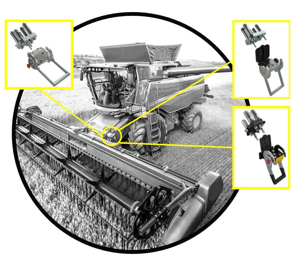 Hydraulikkupplungen und Multikuppler, gezeigt mit ihrem Einsatzort an einem Harvester