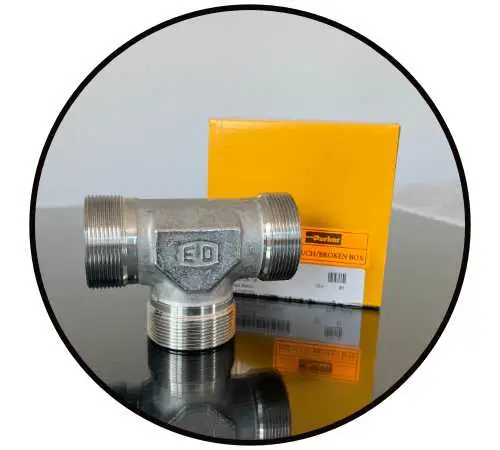 T30S71X Parker EO Rohrverschraubung 24° DIN2353 T-Stutzen 30S Edelstahl 1.4571 Ansicht 1