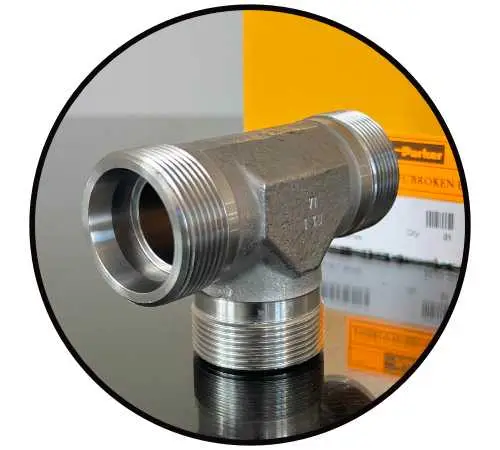 T30S71X Parker EO Rohrverschraubung 24° DIN2353 T-Stutzen 30S Edelstahl 1.4571 Ansicht 2